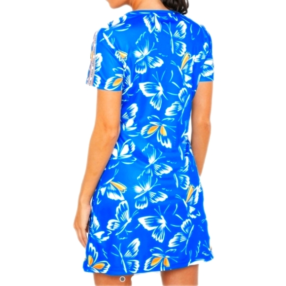 adidas Farm Rio Butterfly Print Mini Dress Blue Short Sleeves, Women's Small - Picture 2 of 8